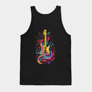 Colorful guitar psychodelic splash Tank Top